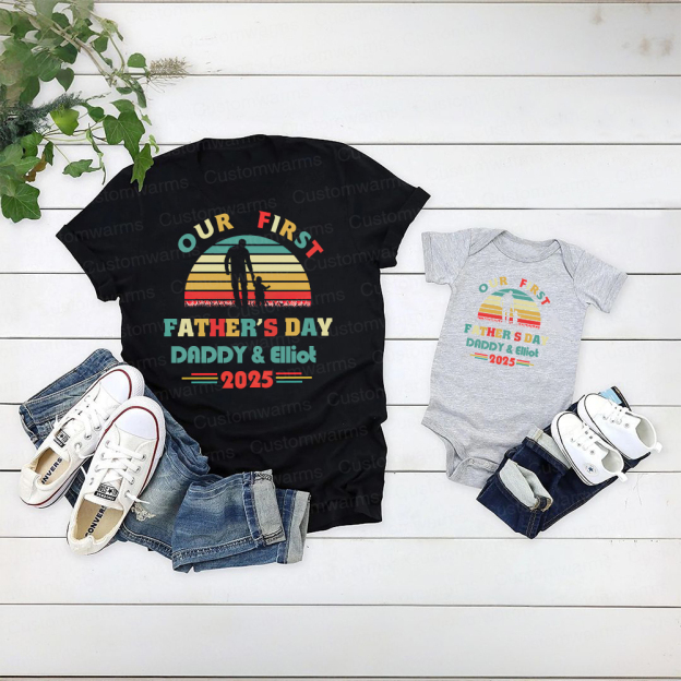 Personalized First Father's Day Daddy and Baby Outfit | CWFamily95