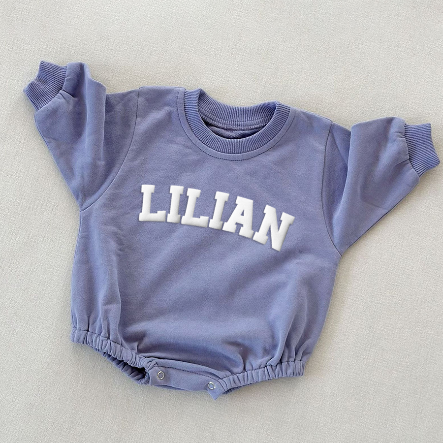 Personalized Puff Name Baby Color Sweatshirt Bodysuit | CWBaby90