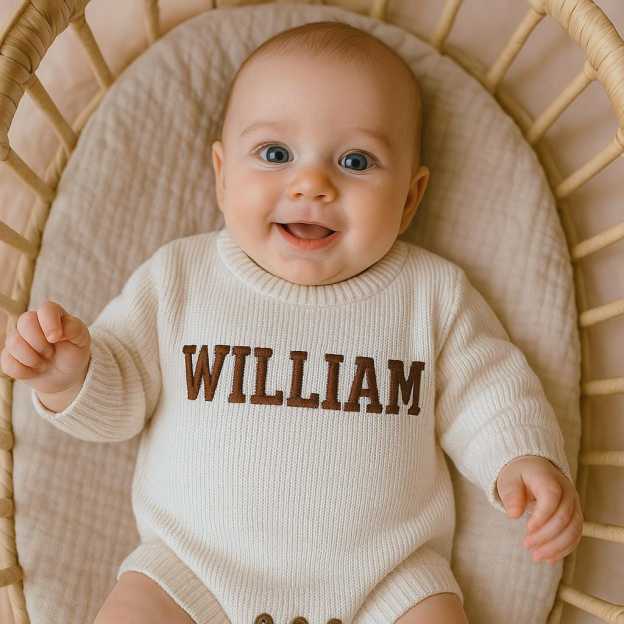 Personalized Embroidered Baby Sweater Outfit Set | CWBaby335