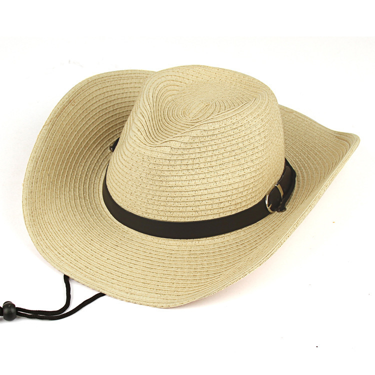 Personalized Leather Patch Cowboy Straw Hat | CWBeach106