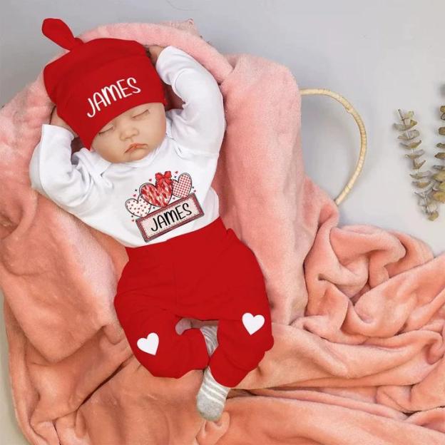 Personalized Baby 1st Valentines Day Outfit Set | CWBaby371