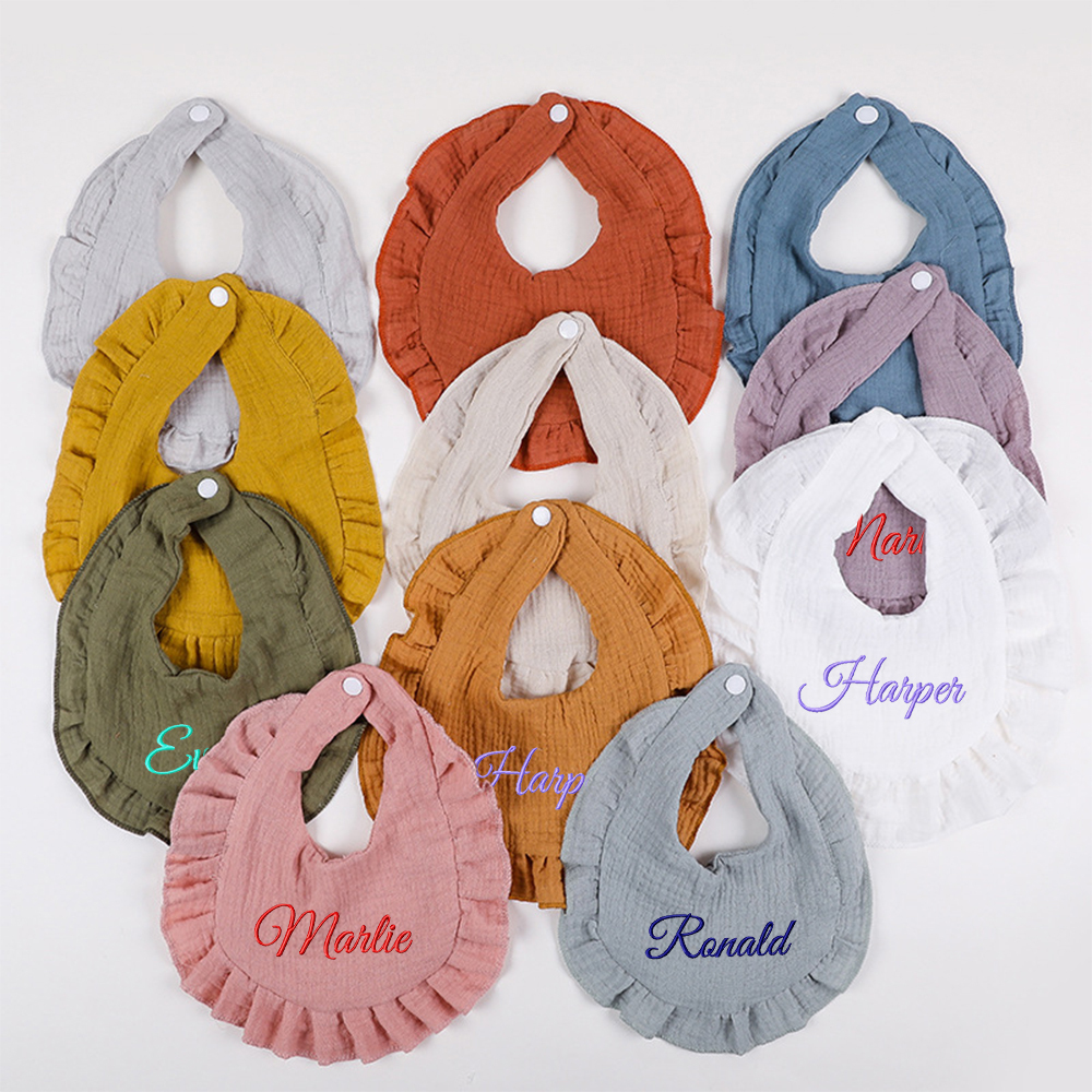 =Personalized Embroidered Baby Cotton Gauze Bibs | CWBaby59