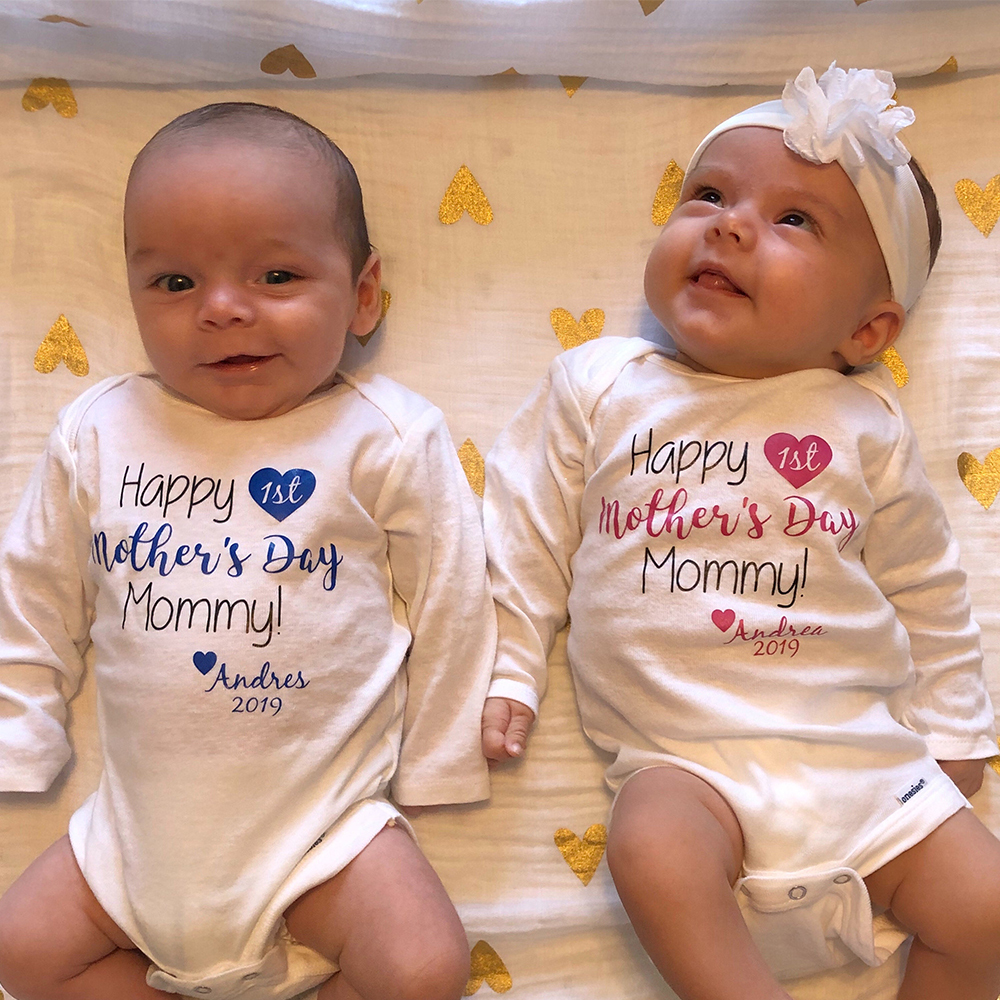 Personalized First Mother's Day Mommy and Baby Outfit | CWFamily139