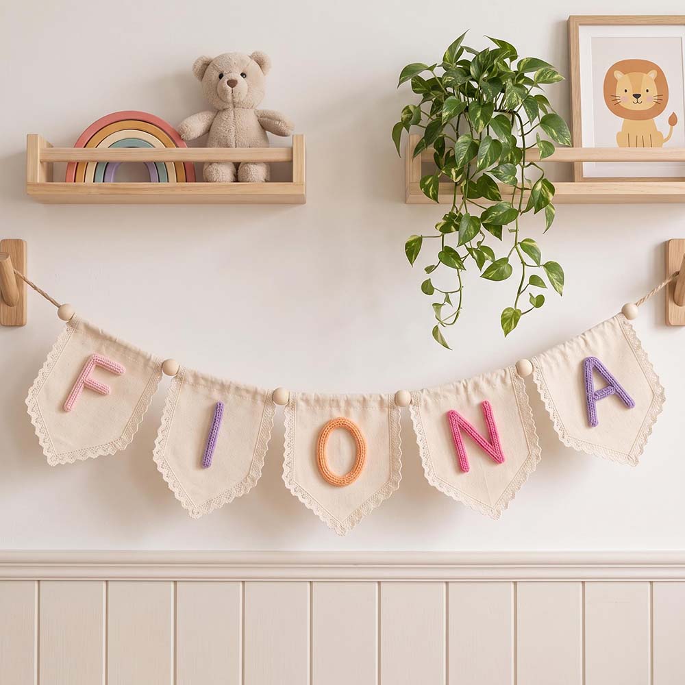 Personalized Hand Embroidered Yarn Letter Banner Decoration | CWGift105