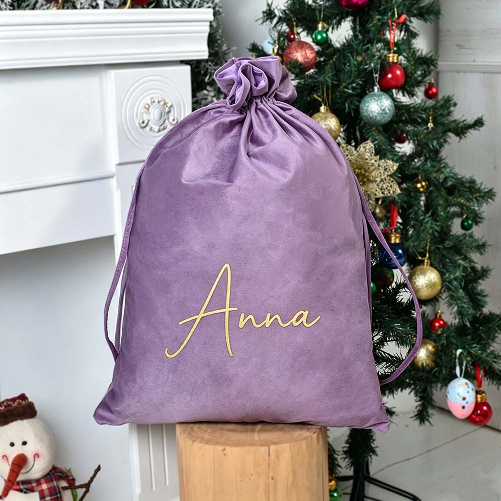 Personalized Custom Name Christmas Velvet Gift Bag | MCGift395