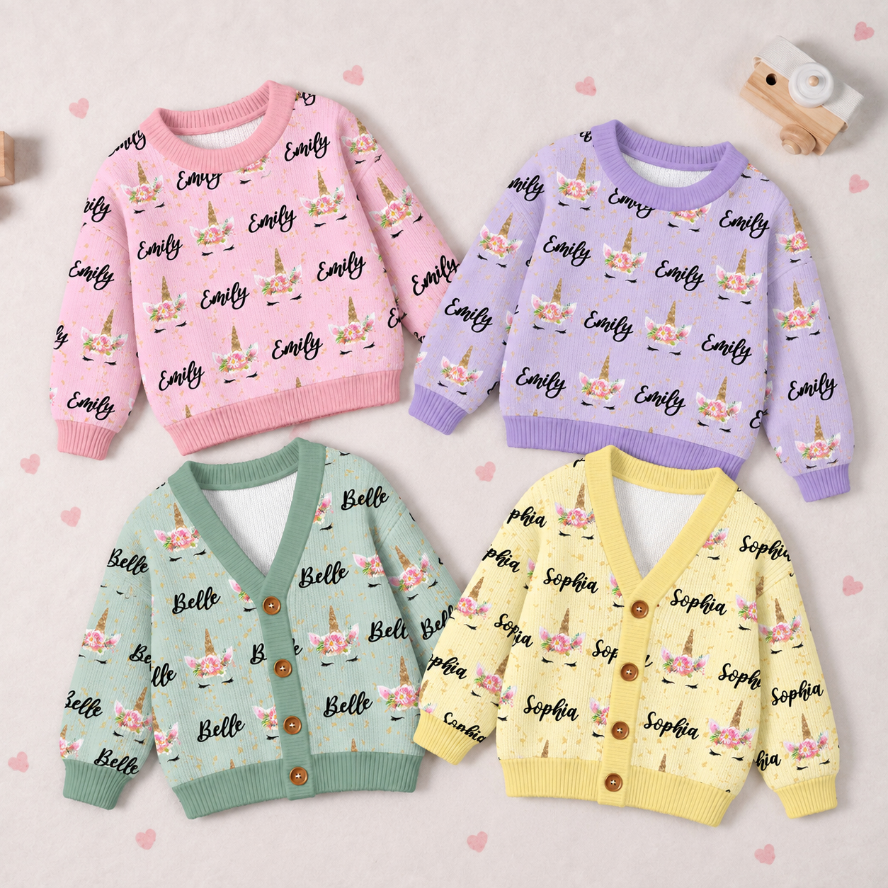 Personalized Lovely Kids Unicorn Knit Sweater | CWSweater06