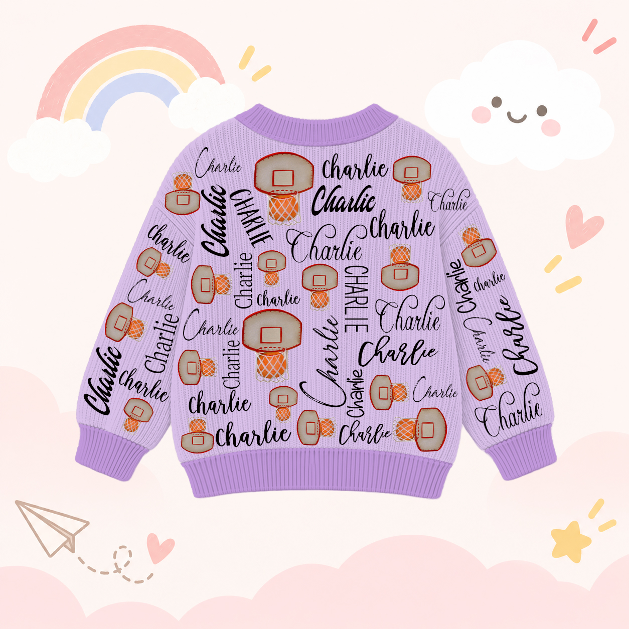 Personalized Lovely Kids Basketball Knit Sweater | CWSweater13