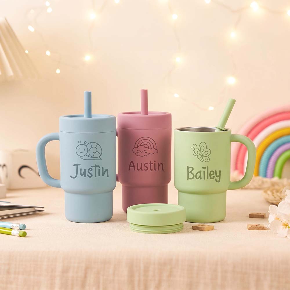 Personalised 10oz Stainless Steel Sippy Cup for Kids | KidCup10