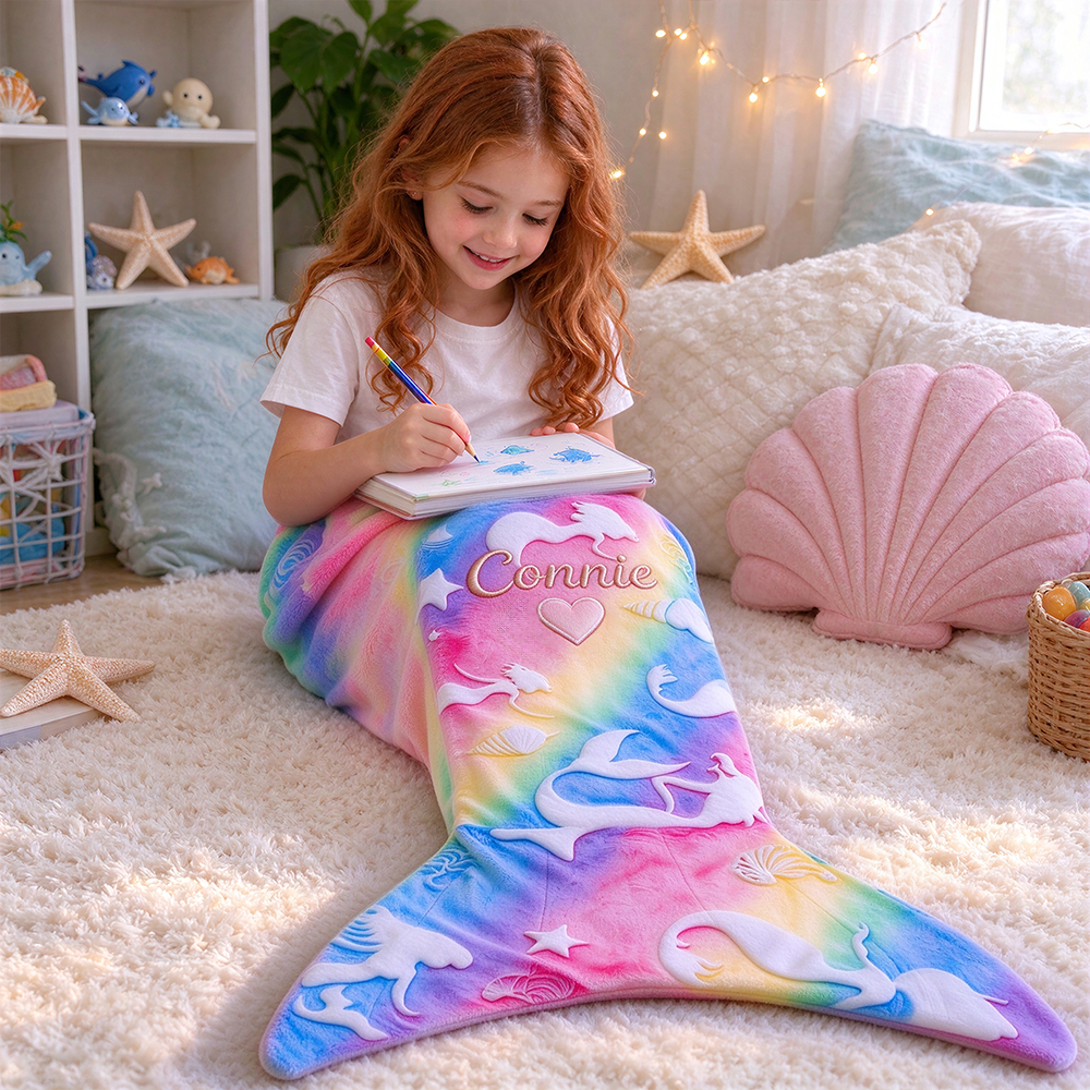 Personalized Dreamy Soft & Comfortable Mermaid Tail Blanket | CWBaby561