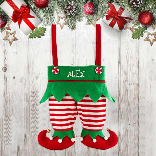 Personalized Embroidered Elf Christmas Stocking | MCGift41