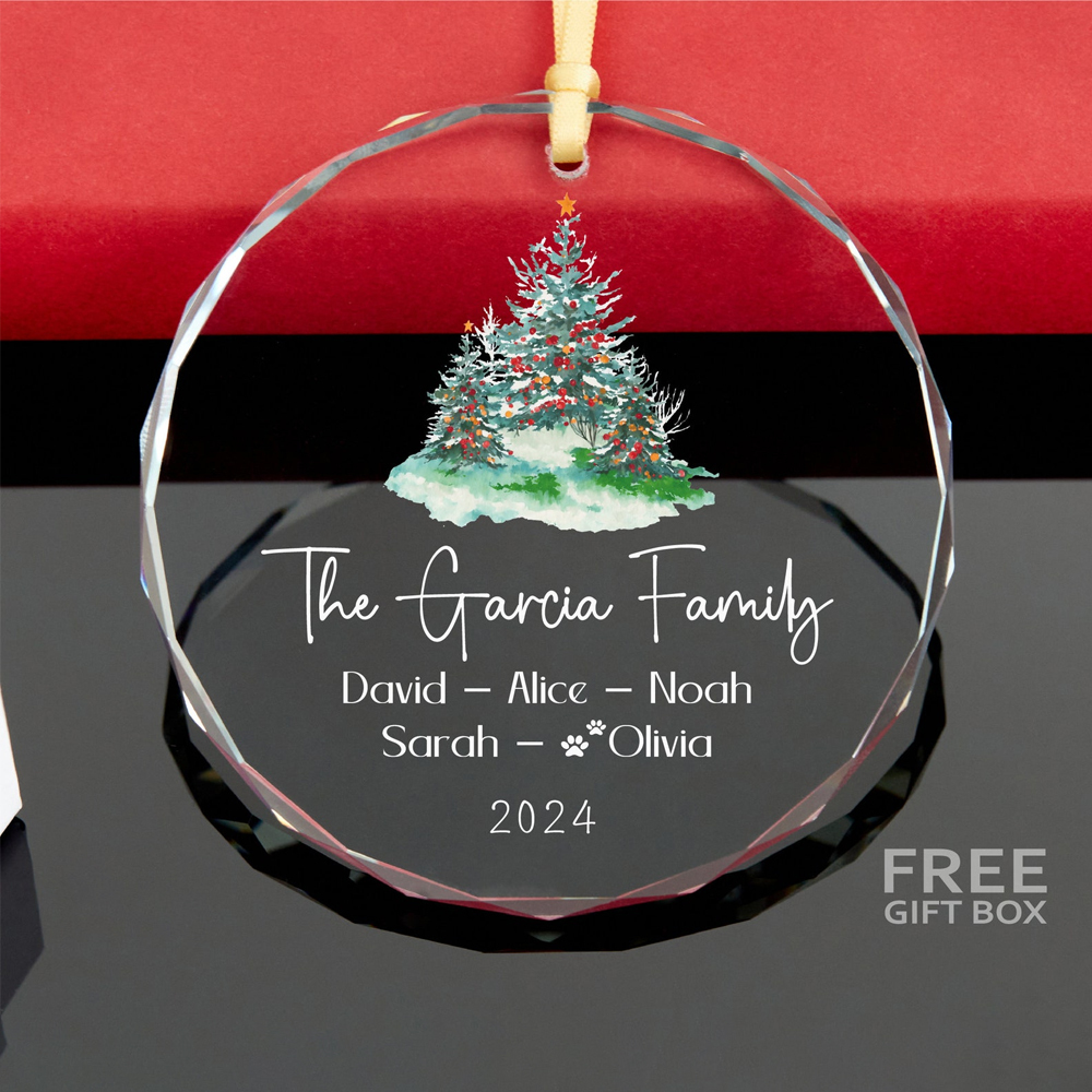 Personalized Glass Family Christmas Ornaments | CWGlass01
