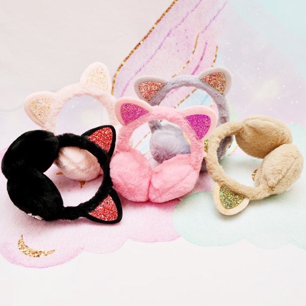 Personalized Kids Pearl Patch Warm Cat Ears Earmuffs | CWToy83