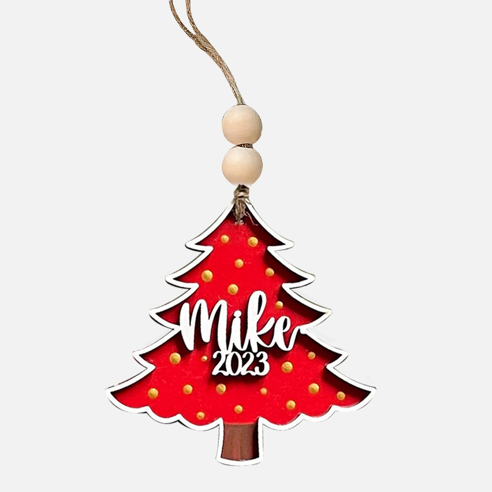 Personalized Colorful Christmas Tree Wood Ornament | MCGift69