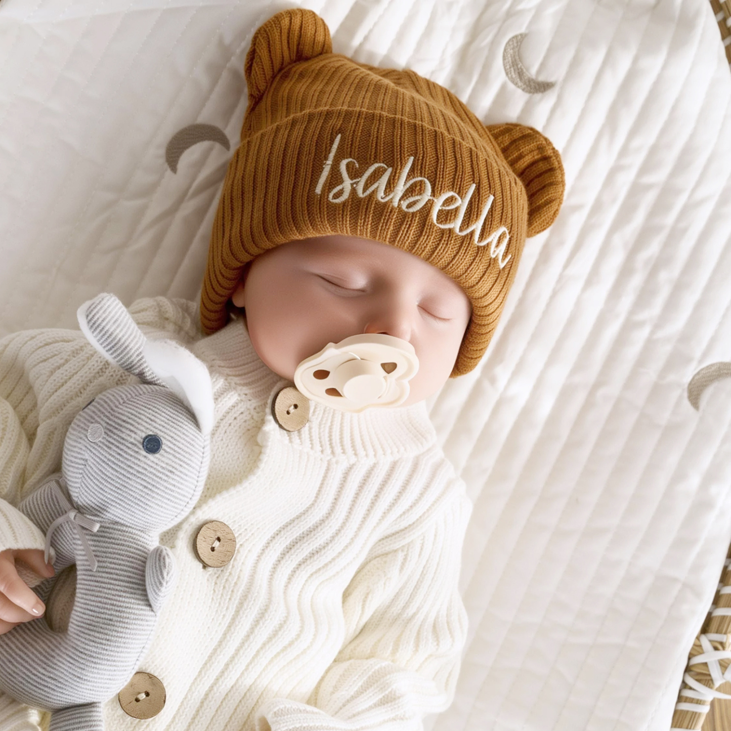 Personalized Embroidery Lovely Bear Baby Beanie for Comfort & Unique | HSKid57