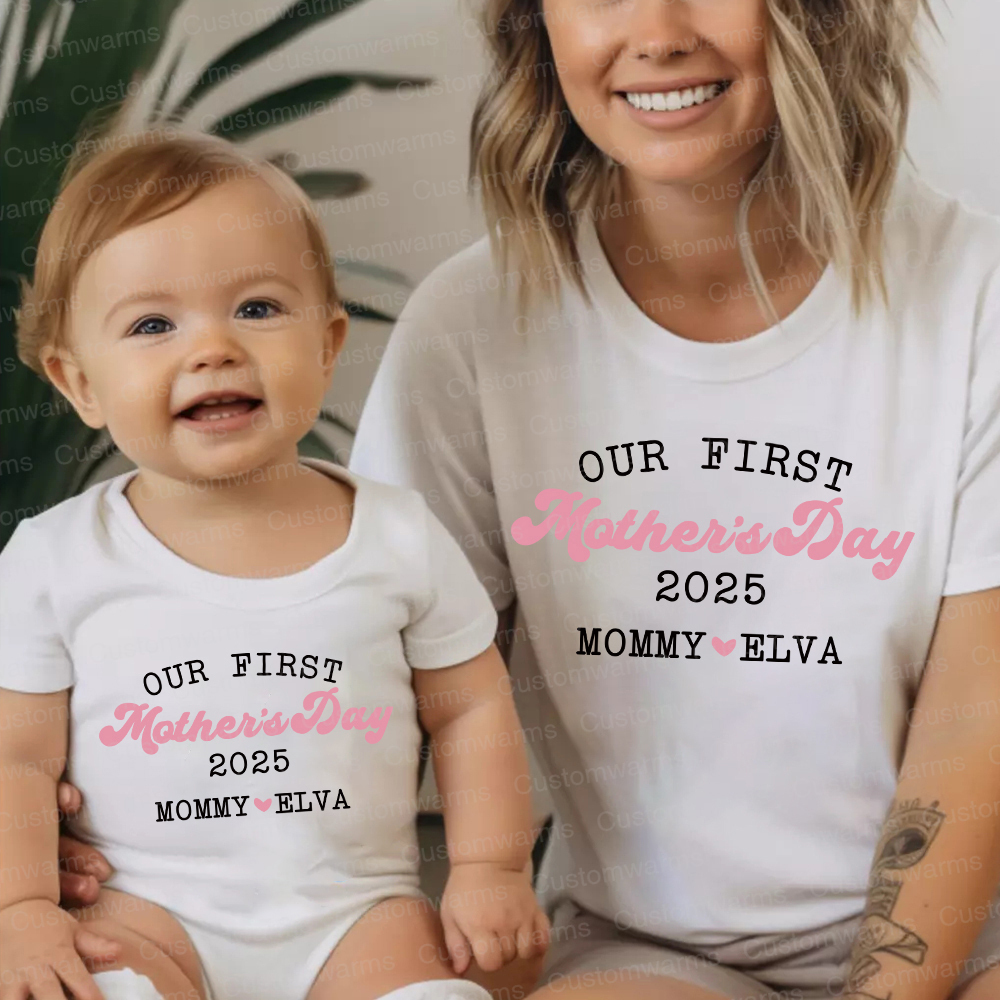 Personalized First Mother's Day Mommy and Baby Outfit | CWFamily30