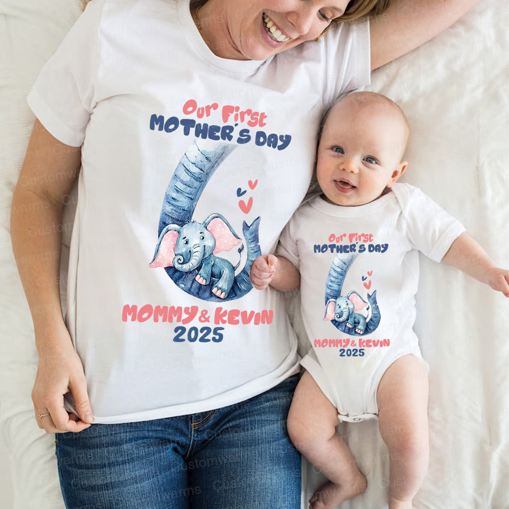 Personalized First Mother's Day Mommy and Baby Outfit | CWFamily35