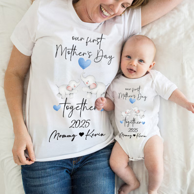 Personalized First Mother's Day Mommy and Baby Outfit | CWFamily26