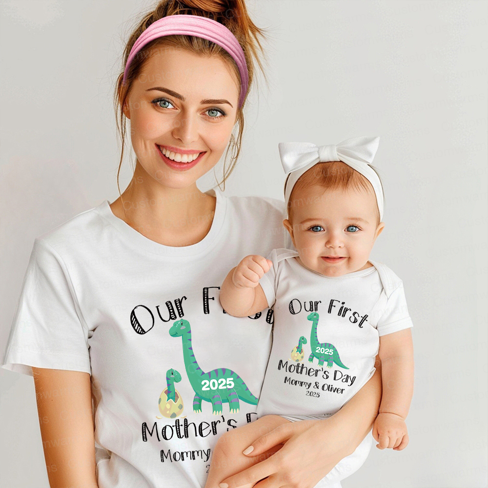 Personalized First Mother's Day Mommy and Baby Outfit | CWFamily27