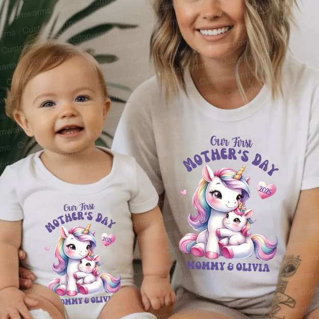 Personalized First Mother's Day Mommy and Baby Outfit | CWFamily29