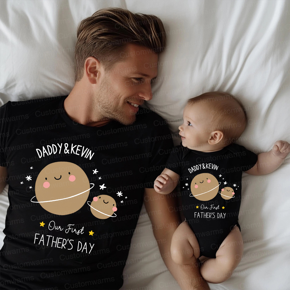 Personalized First Father's Day Daddy and Baby Outfit | CWFamily80