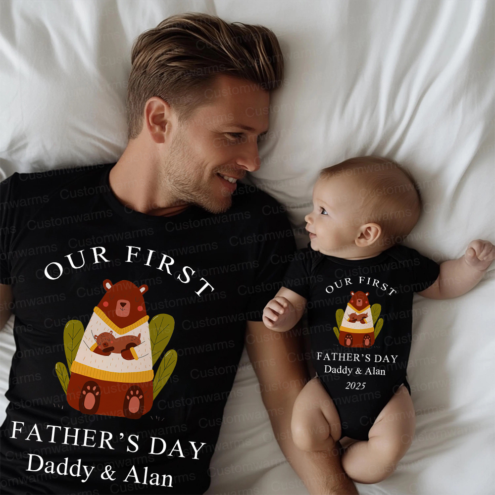 Personalized First Father's Day Daddy and Baby Outfit | CWFamily84