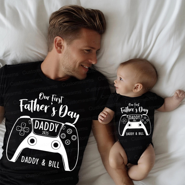 Personalized First Father's Day Daddy and Baby Outfit | CWFamily85