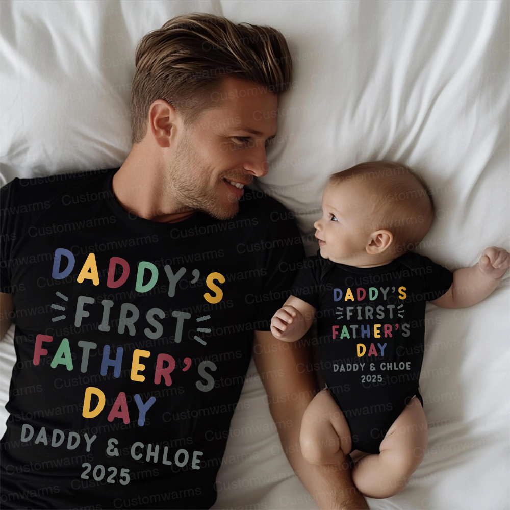 Personalized First Father's Day Daddy and Baby Outfit | CWFamily86