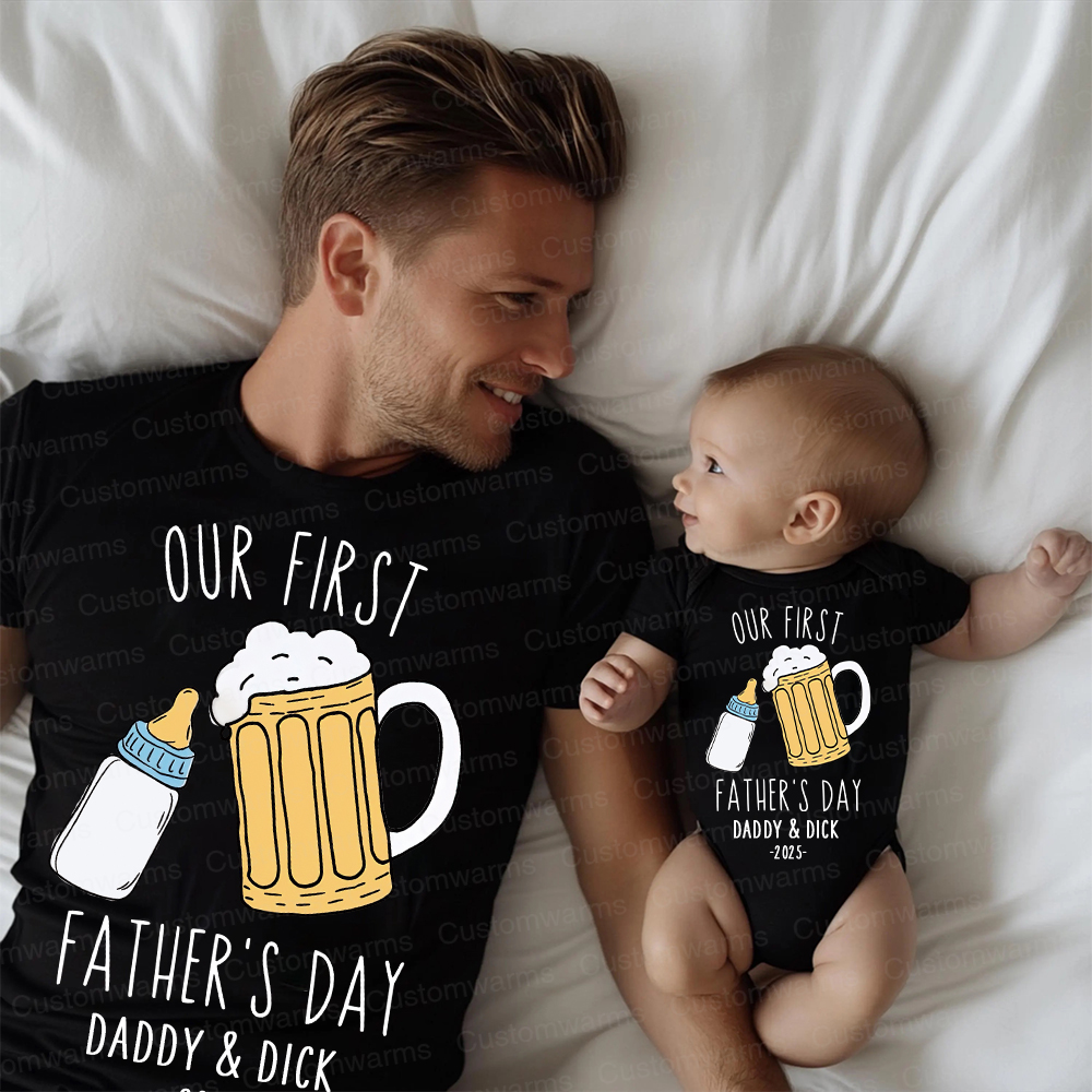 Personalized First Father's Day Daddy and Baby Outfit | CWFamily88