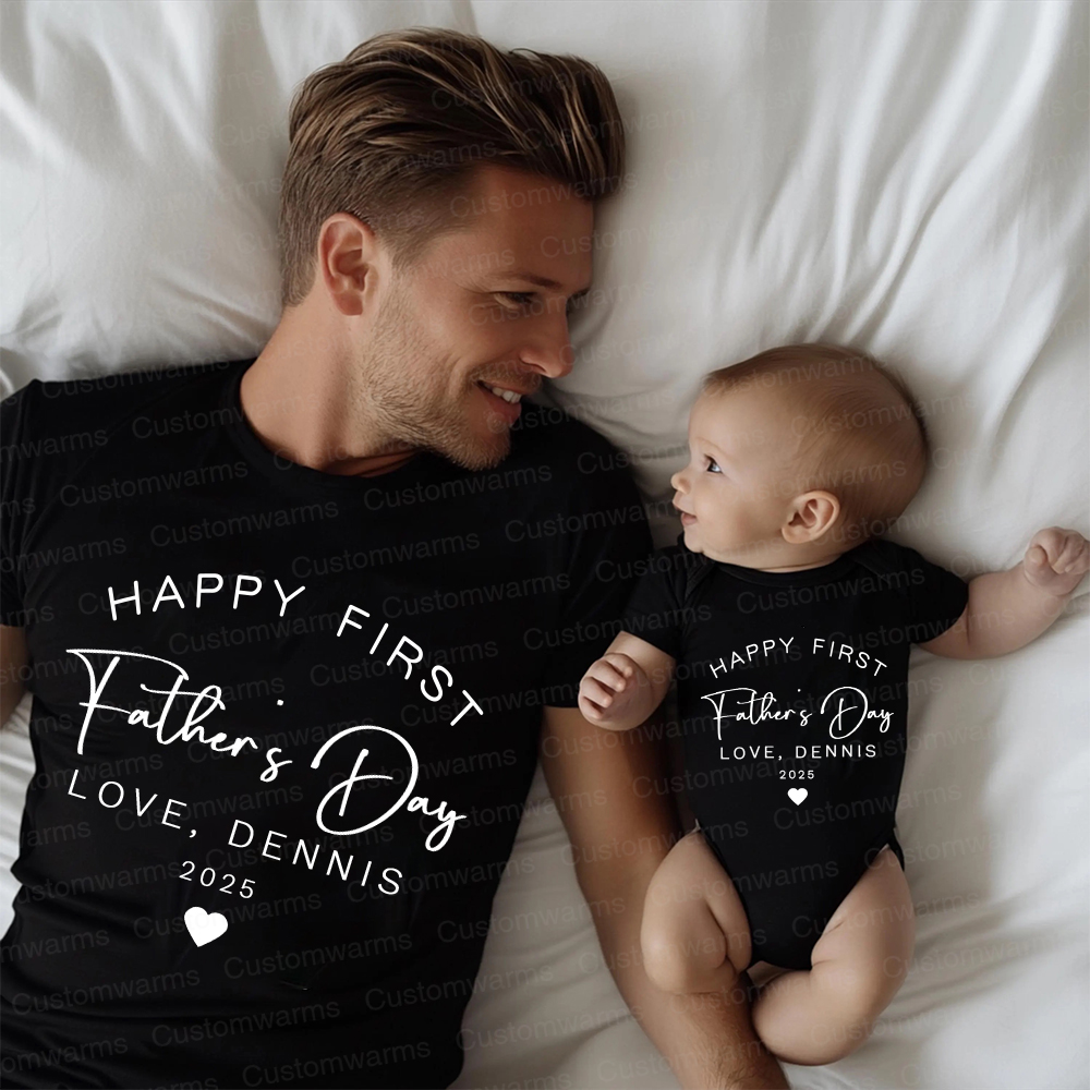 Personalized First Father's Day Daddy and Baby Outfit | CWFamily89