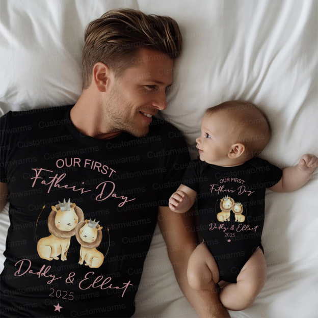 Personalized First Father's Day Daddy and Baby Outfit | CWFamily90