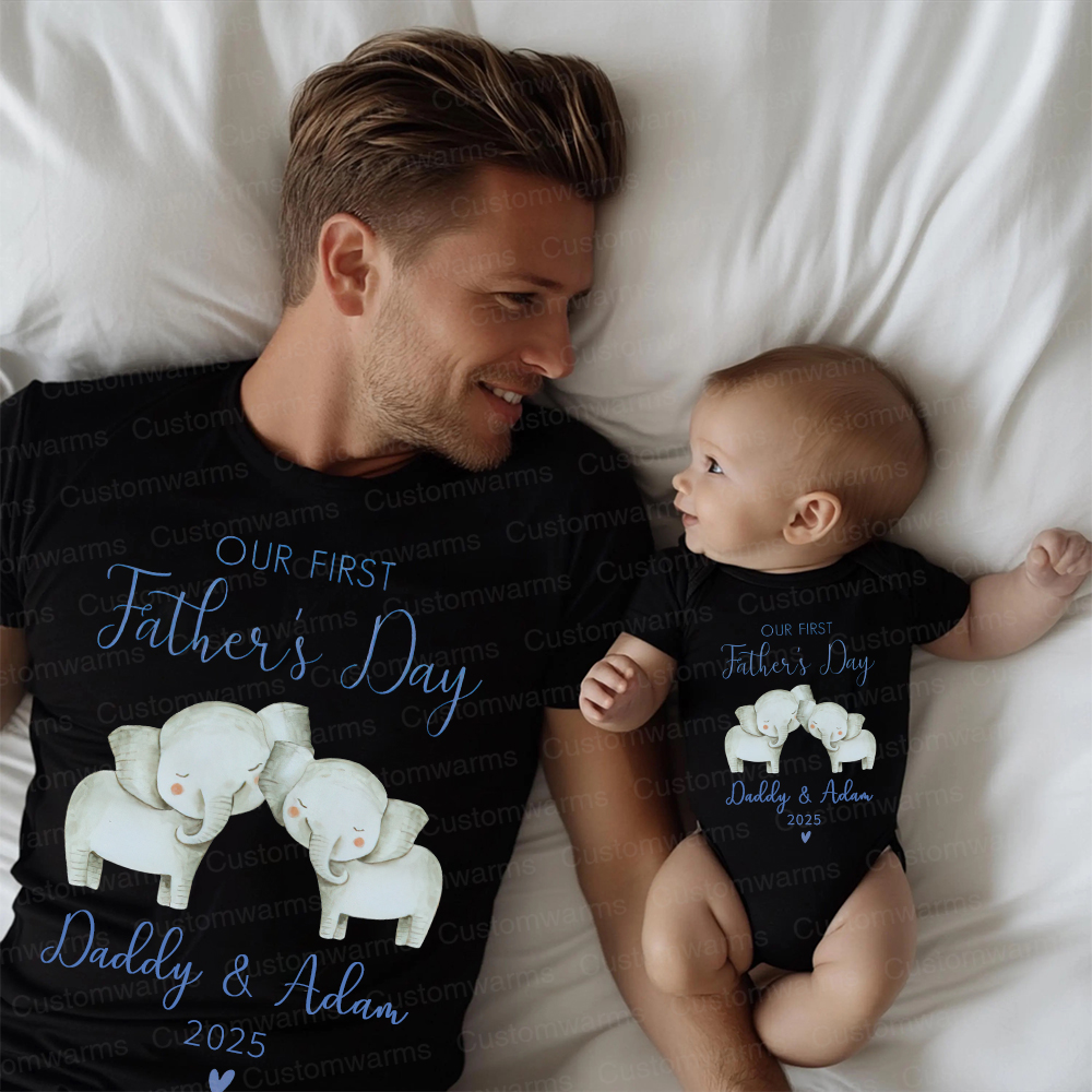 Personalized First Father's Day Daddy and Baby Outfit | CWFamily91
