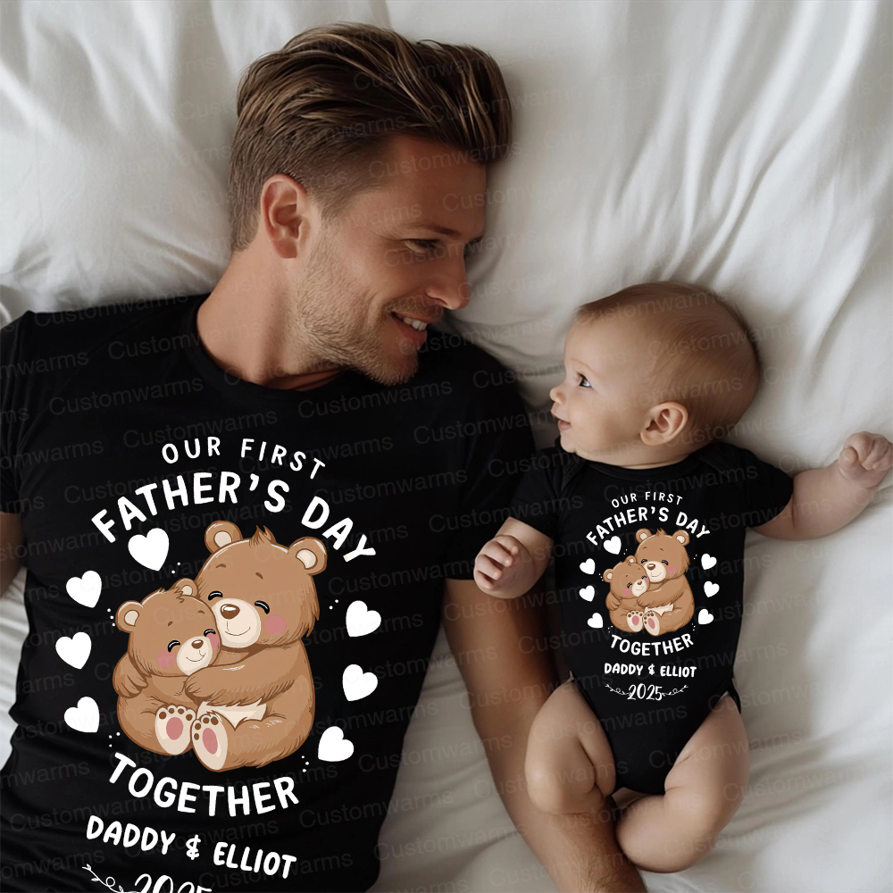 Personalized First Father's Day Daddy and Baby Outfit | CWFamily92