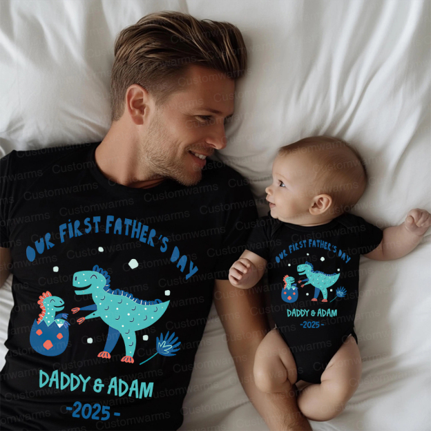 Personalized First Father's Day Daddy and Baby Outfit | CWFamily93