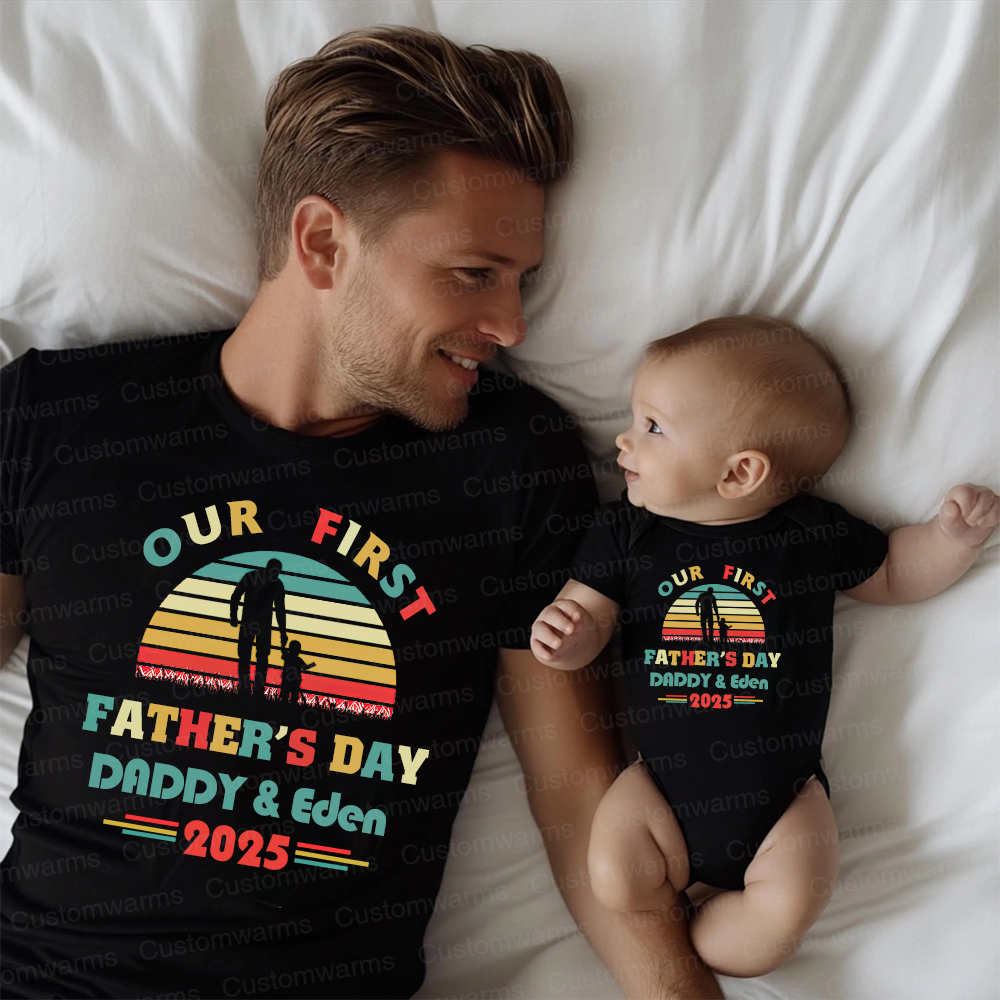 Personalized First Father's Day Daddy and Baby Outfit | CWFamily95