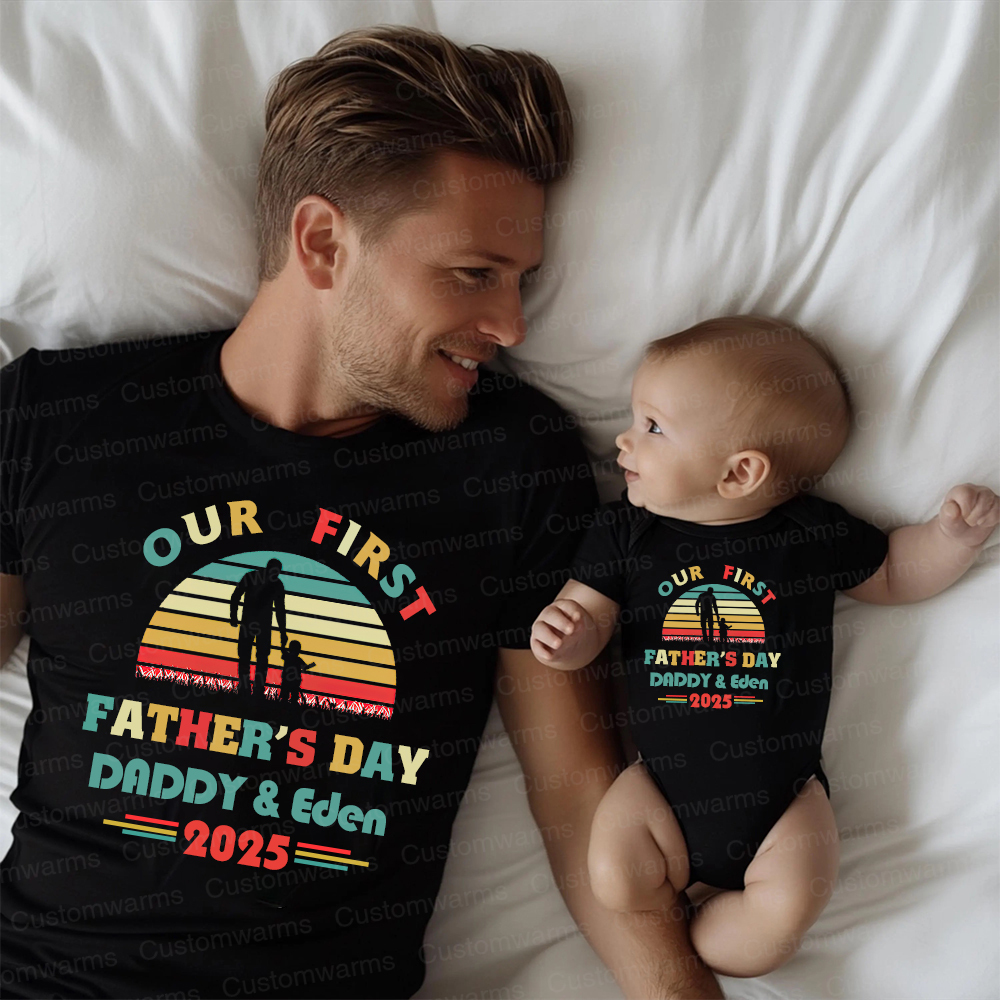 Personalized First Father's Day Daddy and Baby Outfit | CWFamily95