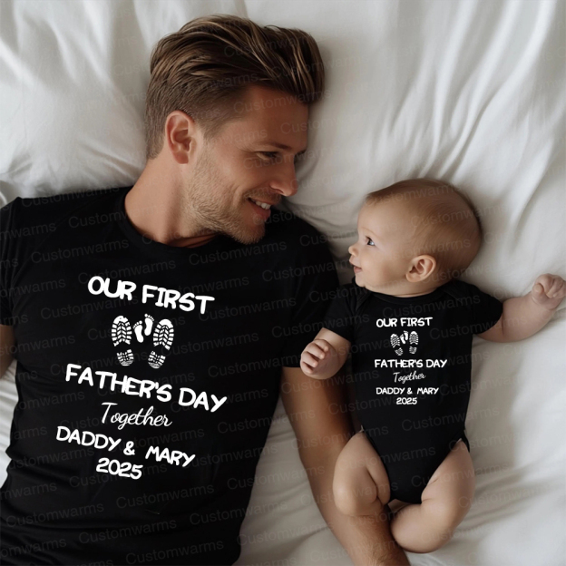 Personalized First Father's Day Daddy and Baby Outfit | CWFamily101