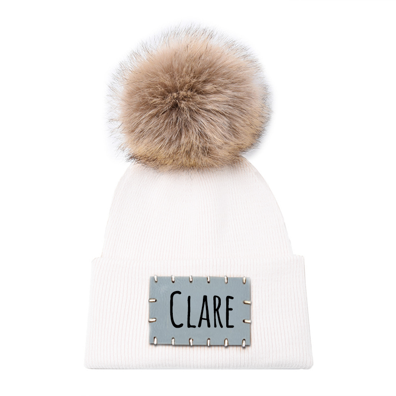 Personalized Leather Patch Beanie for Comfort & Unique | HSKid34