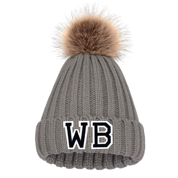Personalized Initial Patch Pom Pom Beanie Hat | HSKid45