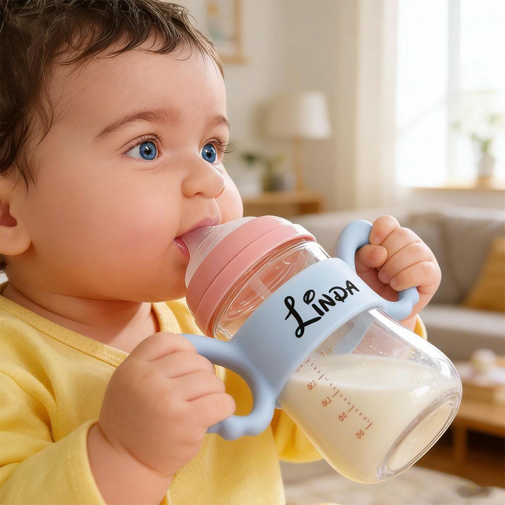 Personalised Baby Silicone Bottle Holder | CWBaby489