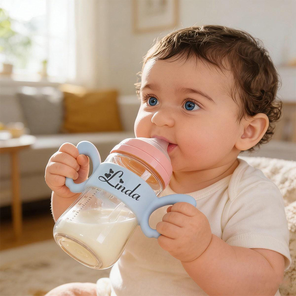 Personalised Baby Silicone Bottle Holder | CWBaby489