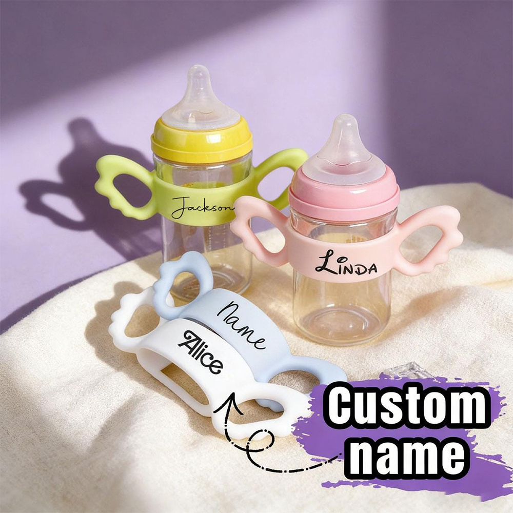 Personalised Baby Silicone Bottle Holder | CWBaby489