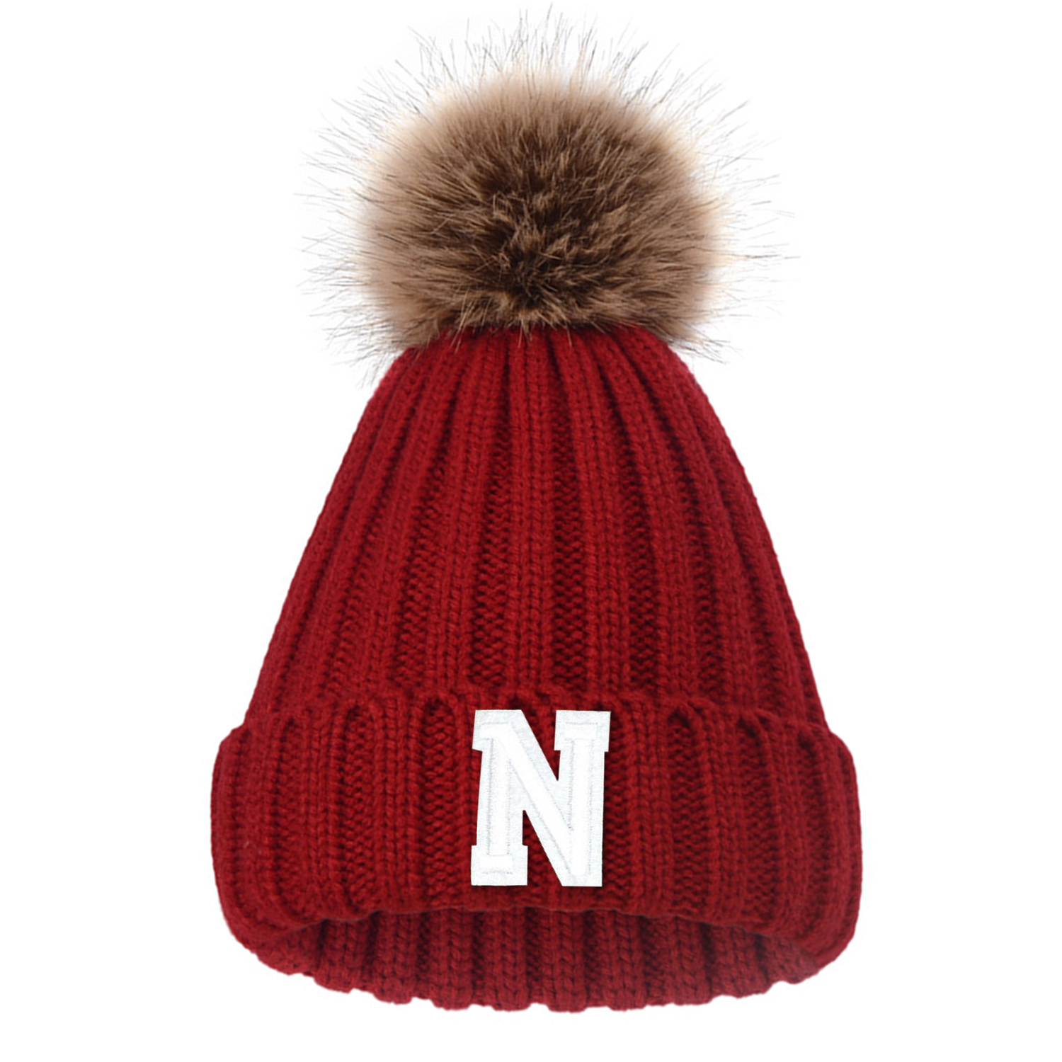 Personalized Initial Patch Pom Pom Beanie Hat | HSKid45