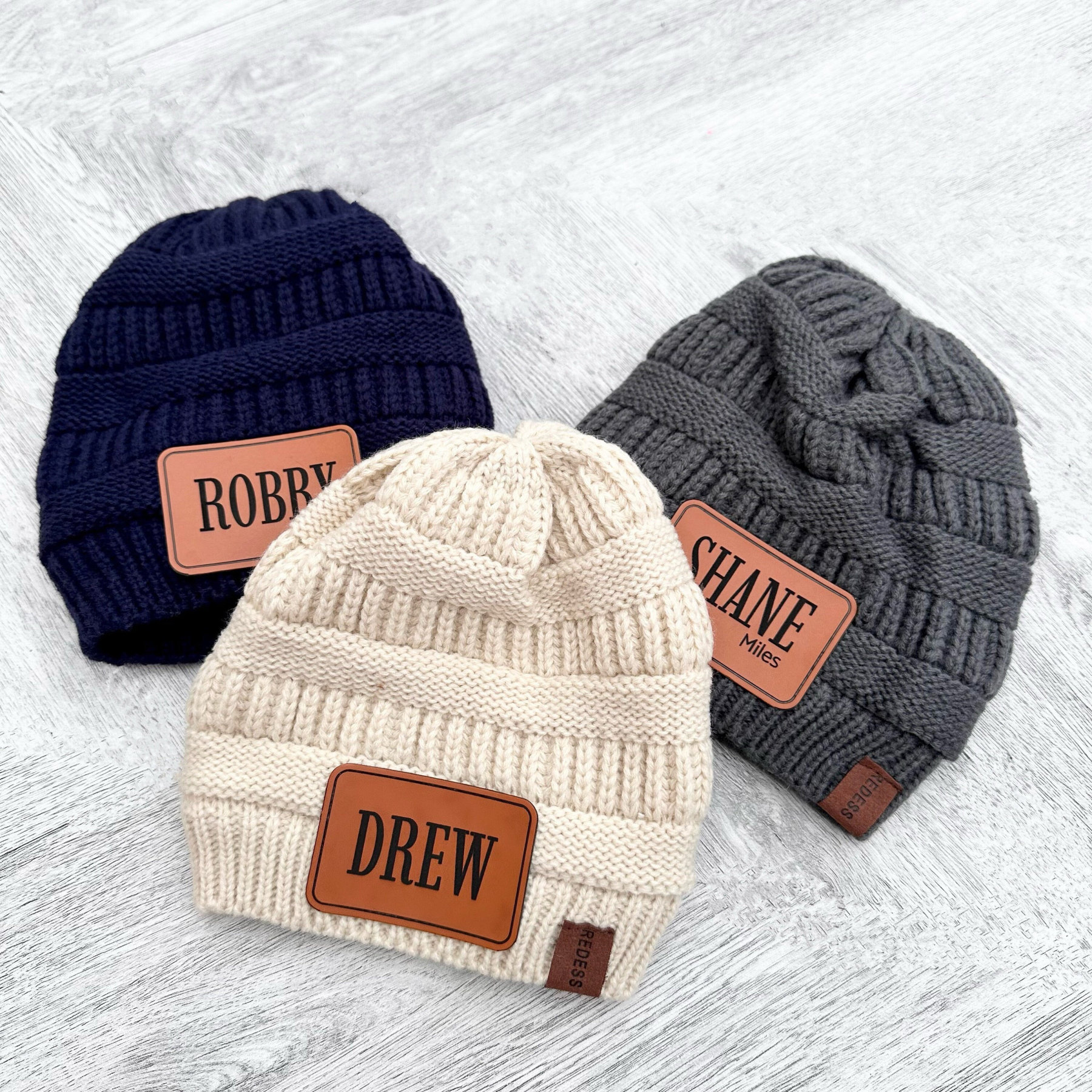 Personalized Leather Patch Kid Beanie for Comfort & Unique | HSKid29