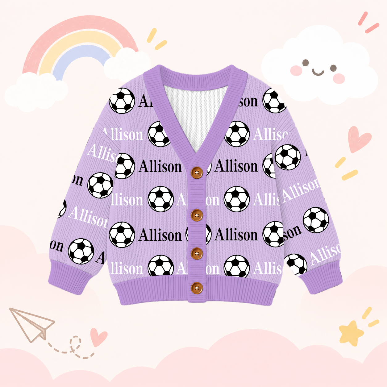 Personalized Lovely Kids Soccer Knit Sweater | CWSweater12
