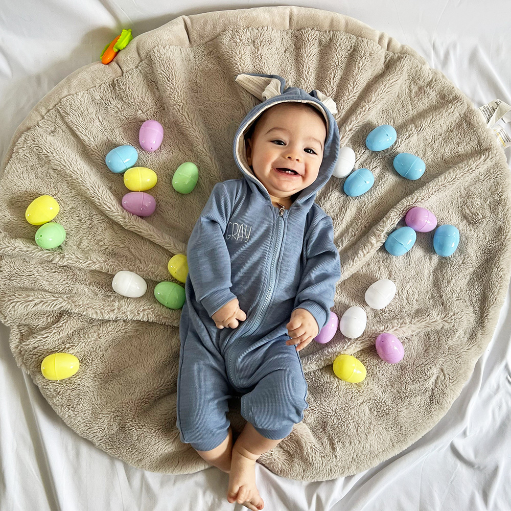 Personalized Easter Baby Bunny Ears Romper | CWbaby4001