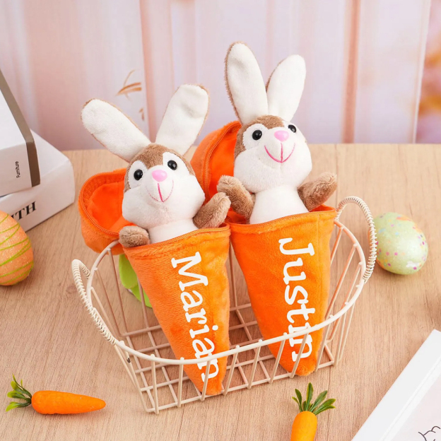 Personalized Easter Plush Carrot Keychain with Bunny | CWEaster52