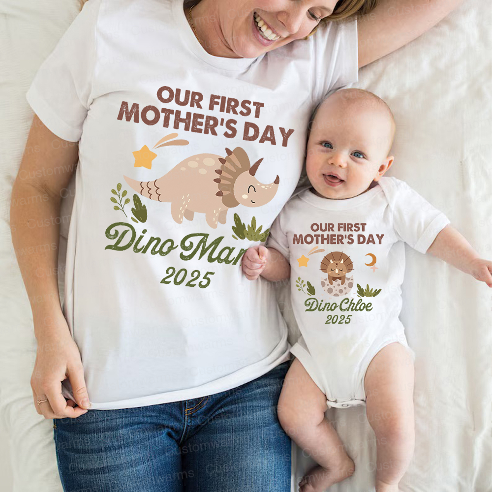 Personalized First Mother's Day Mommy and Baby Outfit | CWFamily32