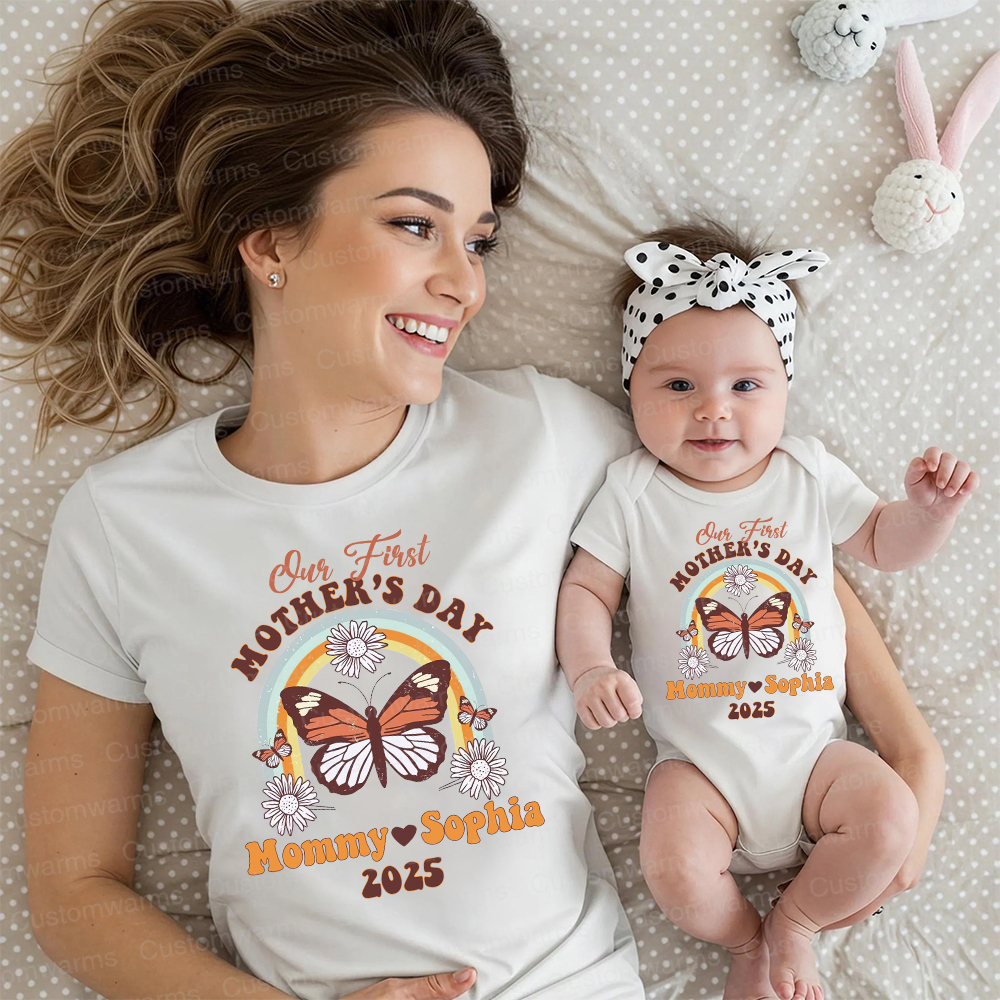 Personalized First Mother's Day Mommy and Baby Outfit | CWFamily34