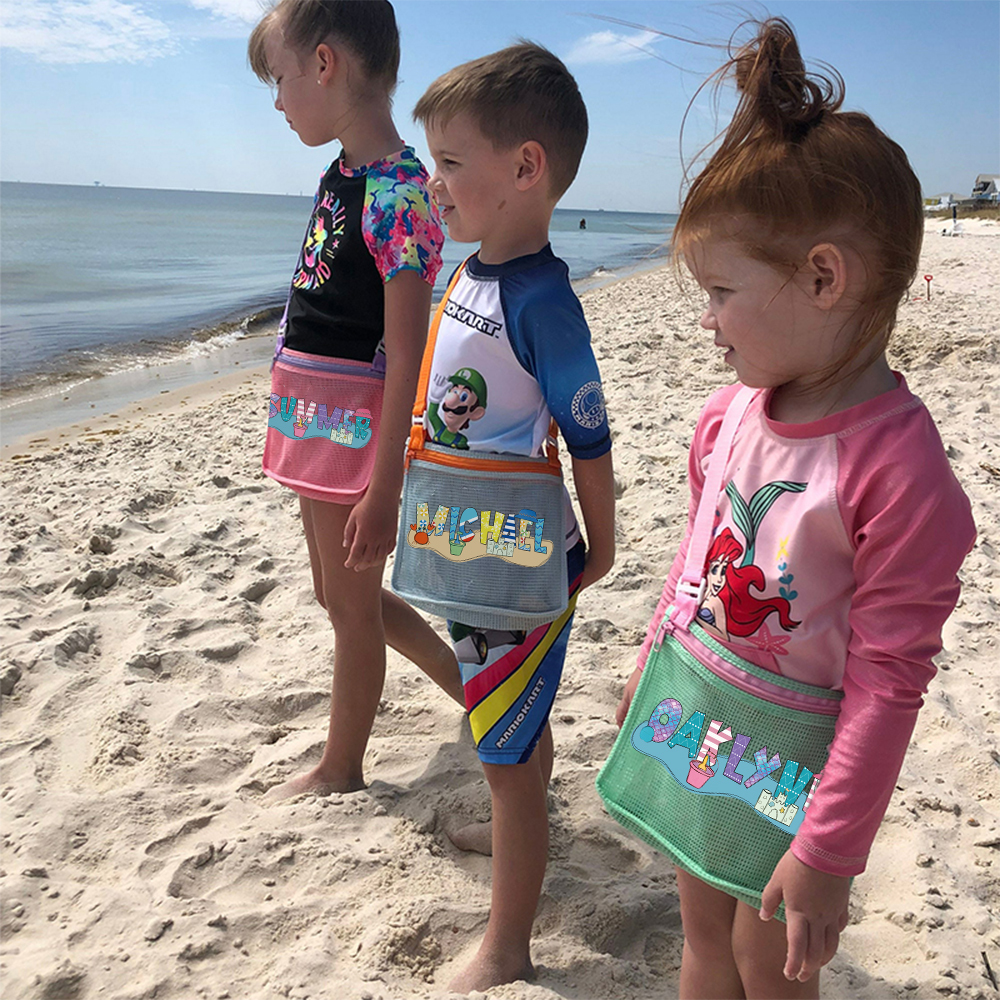 Personalized Seashell Zipper Mesh Beach Bag | CWBeach189