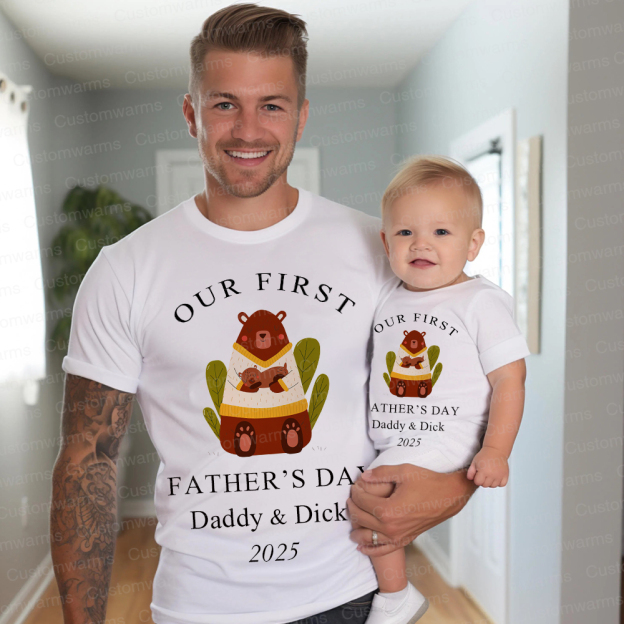 Personalized First Father's Day Daddy and Baby Outfit | CWFamily84